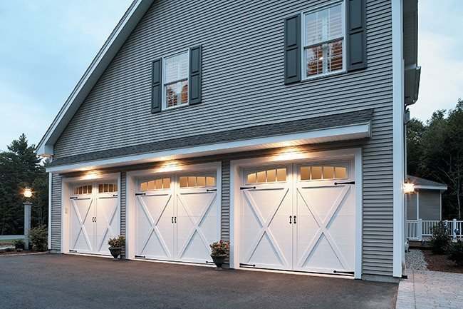 3 White Residential Garage Doors